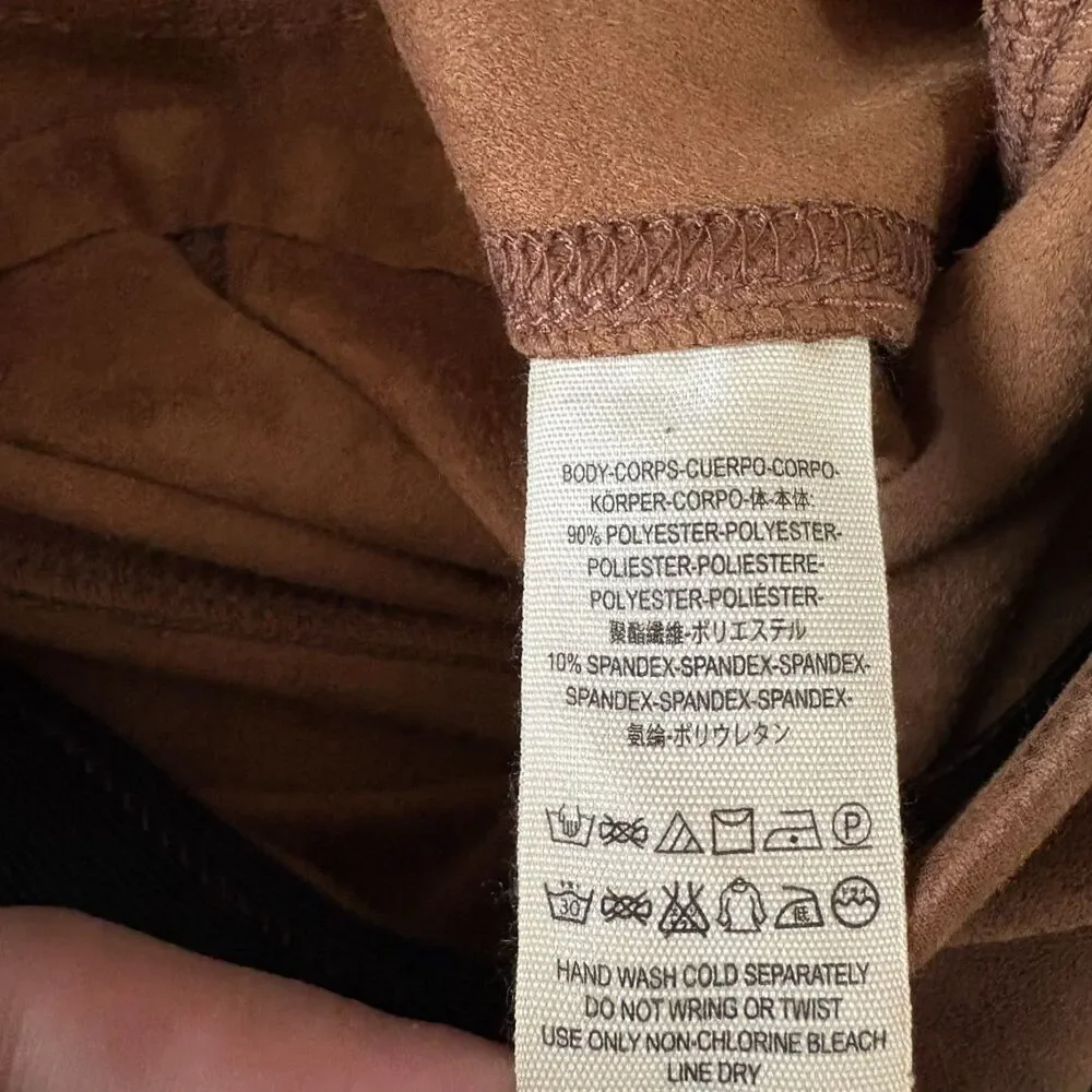 NWT Free People Faux Suede Moto‎ Leggings Brown Distressed Edgy Earthy Size 31